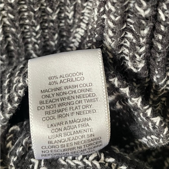 Ellen Tracy Knit Tunic Sweater Women’s L Black Marbled Cotton Rolled Round Neck - Picture 13 of 13